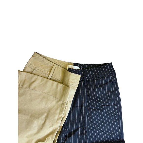 Choosy Two-Tone Womens Pants Khaki & Black Pinstripe Cargo - Picture 7 of 10